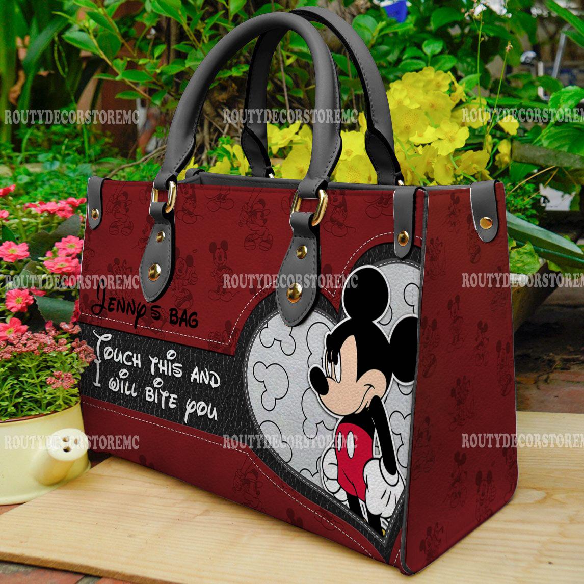 Discover Mickey Touch This I Will Bite You Leather Handbag,Mickey Lovers Handbag, Gift For Her
