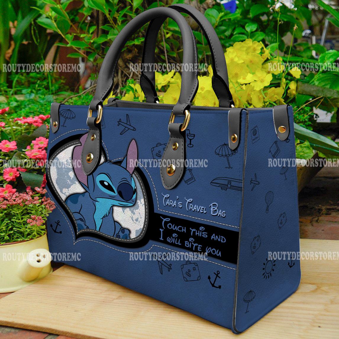 Discover Stitch Touch This I Will Bite You Leather Handbag,Stitch Lovers Handbag, Gift For Her