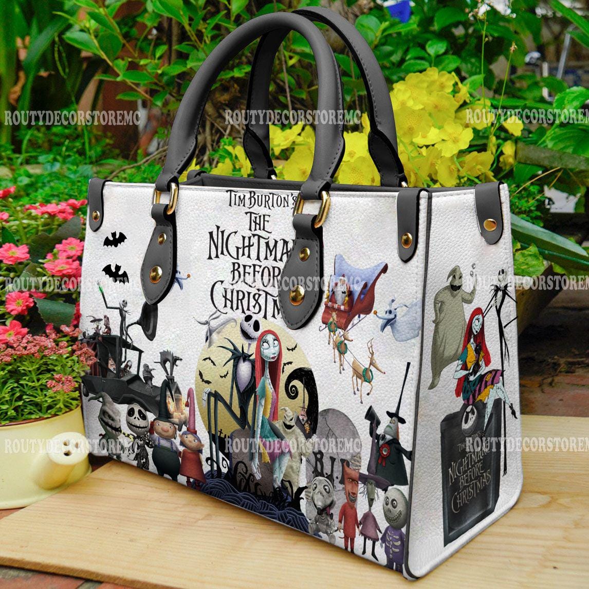 Discover Nightmare Before Christmas Leather Handbag,Nightmare Lover's Handbag,Custom Leather Bag,Personalized Bag