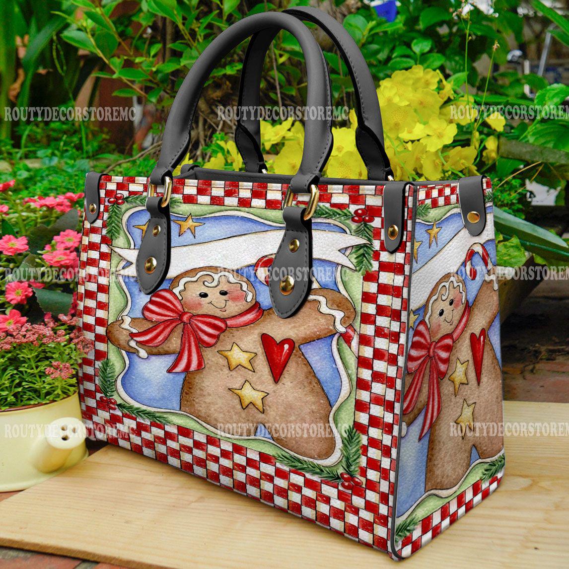 Discover Cute Gingerbread Christmas Women leather Bag,Christmas Woman Handbag,Leather Bag Handbag,Christmas Gift