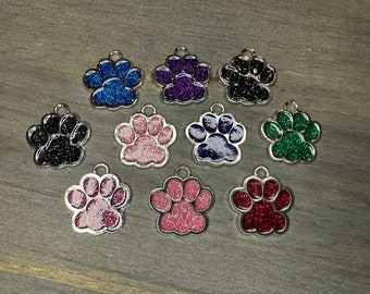 Stainless Steel Glitter Paw Print Pendant/Tag with Customization