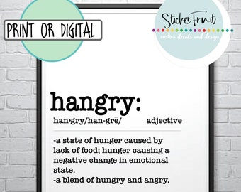 Definition of Hangry Sign Wall Decor Definition of Hangry sign Digital File or Print Kitchen wall decor kitchen decor kitchen sign