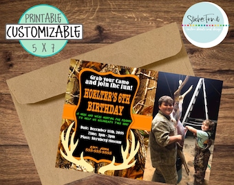 Hunting Birthday Party Invitation-Hunting Invitation-Birthday Invitation-Deer Invitation-Deer Theme Invitation-Hunting Invite