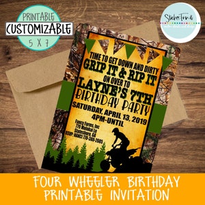 ATV Birthday Party Invite, Boys Birthday Invite, Four Wheeler Birthday Invitation, Mud Truck Invite, Mud Truck Invitation, Mudding Invite image 1