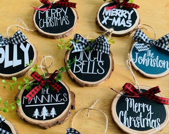 Wooden Christmas Ornaments Circle Wood Ornaments Wooden Ornaments Personalized Christmas Ornaments