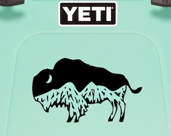 Buffalo Decal Bison Decal Mountain Decal Outdoor Decal Hiking Decal Laptop Decal Animal Decal Wild Decal Ice Chest Decal Cooler Decal