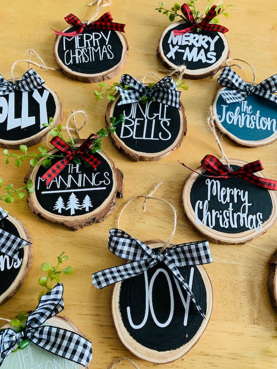 Wooden Christmas Ornaments Circle Wood Ornaments Wooden Etsy