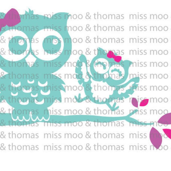 Two Girl Owls Decal Owl Vinyl Wall Decal Car Decal Laptop Decal