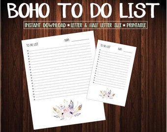 Boho To Do Liste, leere To Do Liste, druckbare To Do Liste, digitaler Download, To Do Liste digitale Datei, To Do Liste PDF, Herunterladbare To Do Liste