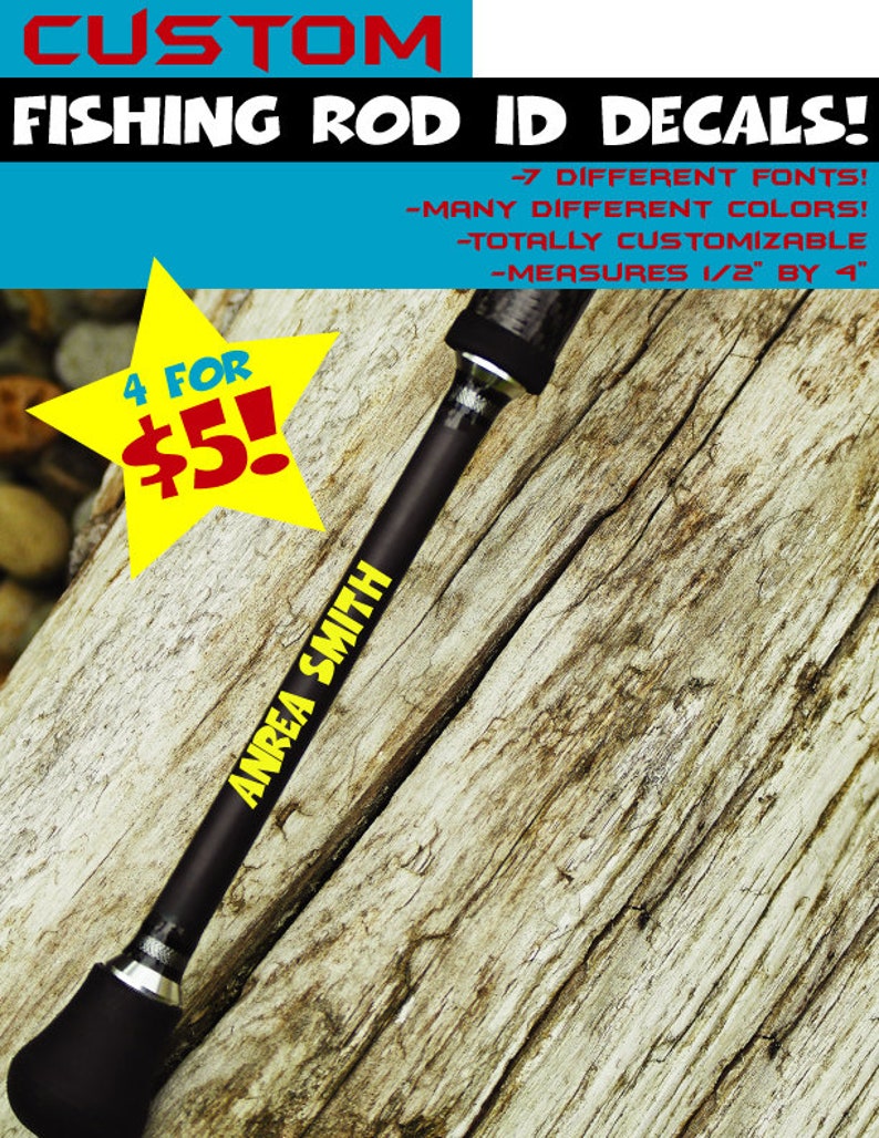 Custom Fishing Rod ID Decals Fishing Rod Decals Mens Decals Etsy