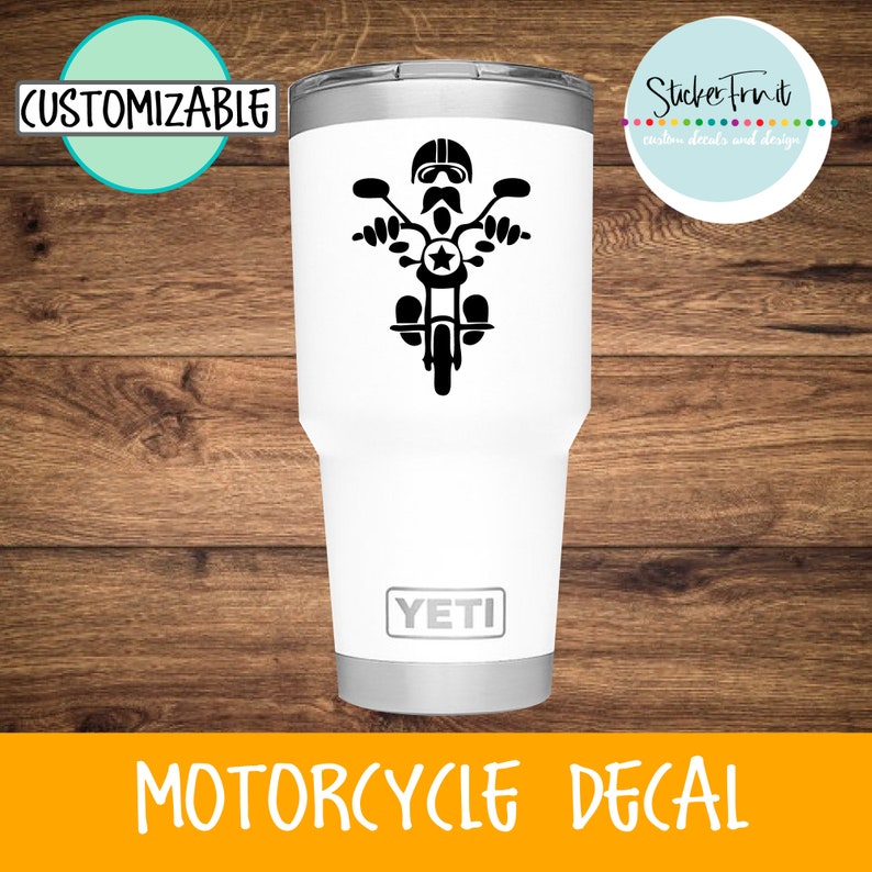 Motorcycle Decal-Guy Decal Motorcycle Rider Decal-Harley Davidson-Ice Chest Decal-Cooler Decal-Gifts for Him-Decal for Guy image 3