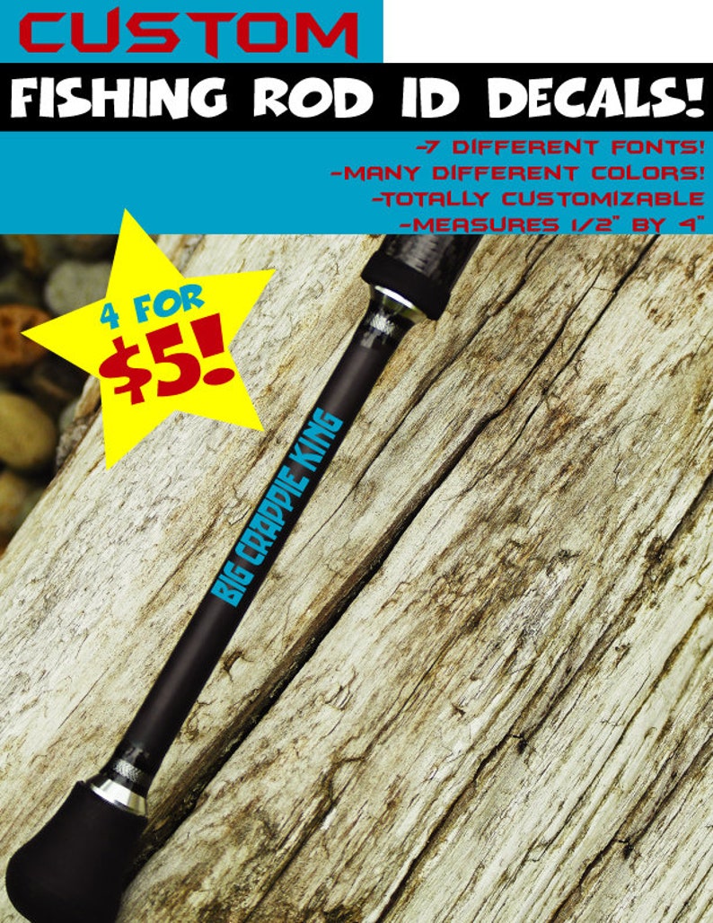 Custom Fishing Rod ID Decals Fishing Rod Decals Mens Decals Etsy