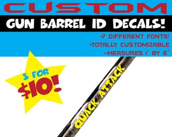 Custom Gun Barrel ID Decals Gun Barrel Decals Mens Decals Hunting Decals Shotgun Decal! Buy these for your hunting hubby!!!