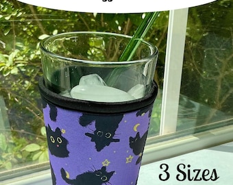 Cat-themed Iced Drink Cozies, Coozies, Sleeves