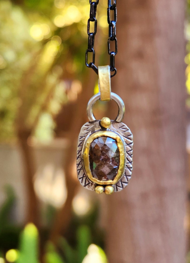 RESERVE FOR ANNEMARIE 3.1 Carat Rose Cut Diamond Pendant, Chocolate