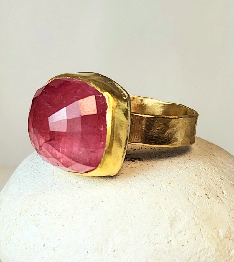 RESERBED FOR K, 21 Carat Pink Tourmaline Solitaire Ring, 18 kt Solid Gold Huge Tourmaline Cocktail Ring , Tourmaline Jewelry image 7