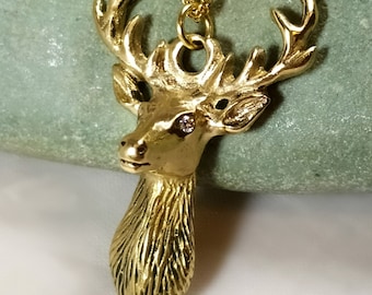 Gold Stag Diamond Pendant