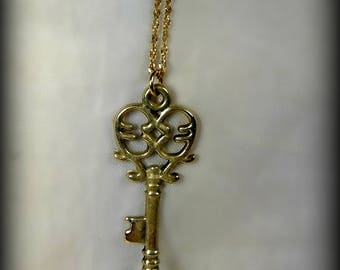 Gold Key Necklace in 14k