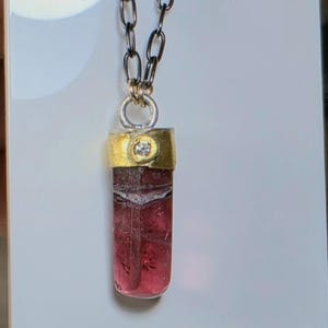 Tourmaline and  Diamond  Pendant: 22 kt and Silver