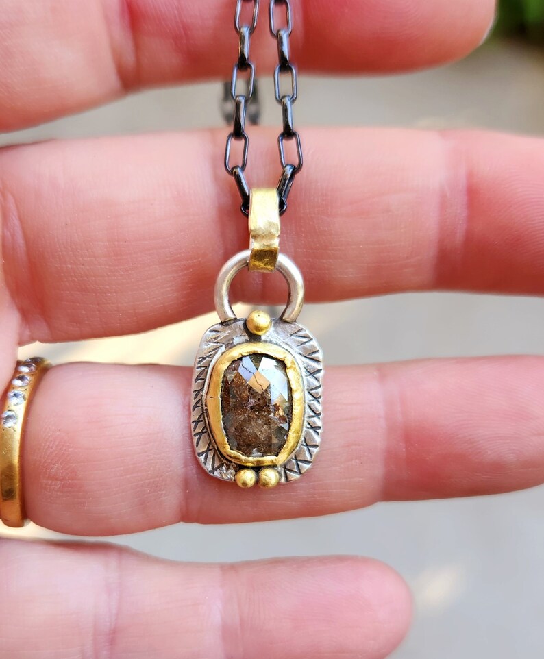 RESERVE FOR ANNEMARIE 3.1 Carat Rose Cut Diamond Pendant, Chocolate