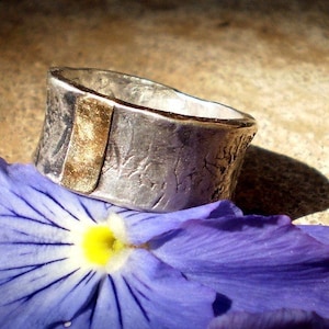 Silver Gold Rustic Wedding Band