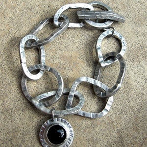 Heavy Metal  Chain Link  bracelet , rustic sterling Chain Bracelet,   silver chunky chain bracelet