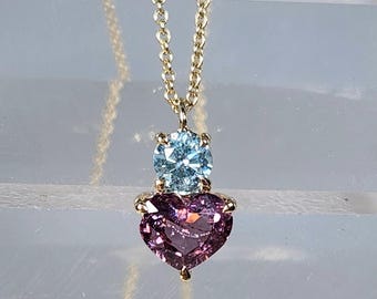FOR ROBYN, Diamond and Spinel pendant 14kt gold
