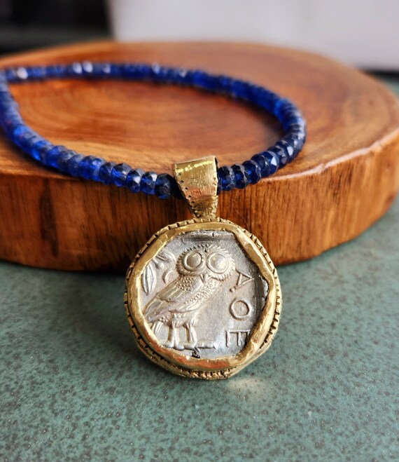 Ancient Greek Coin Pendant Athena Owl Ancient Coin Necklace 18
