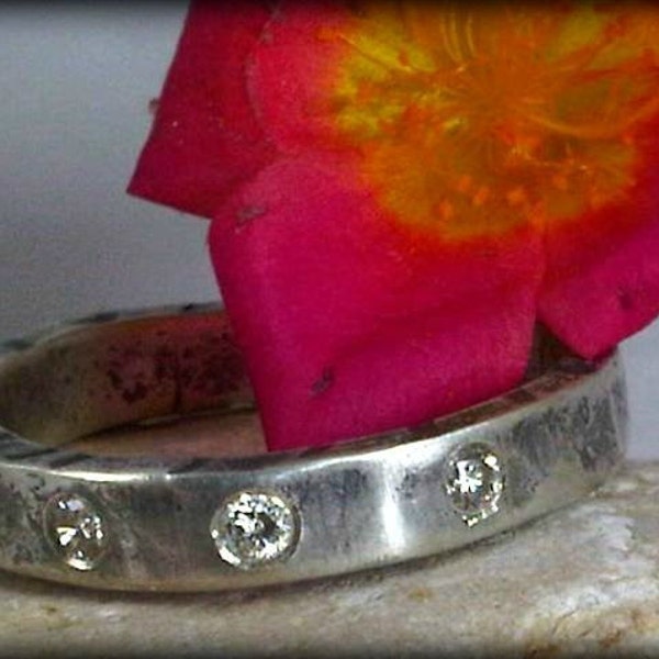 Rustic Diamond Band ,wedding band, stacking ring,  engagement ring, birthstone ring  eternity band