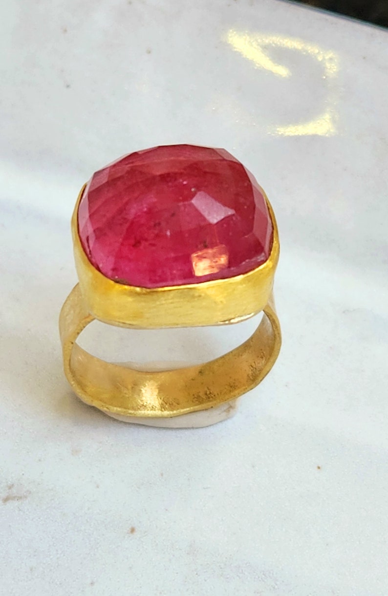 RESERBED FOR K, 21 Carat Pink Tourmaline Solitaire Ring, 18 kt Solid Gold Huge Tourmaline Cocktail Ring , Tourmaline Jewelry image 1