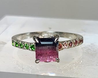 THIRTY PERCENT SALE: Colorful Tourmaline Silver  Ring