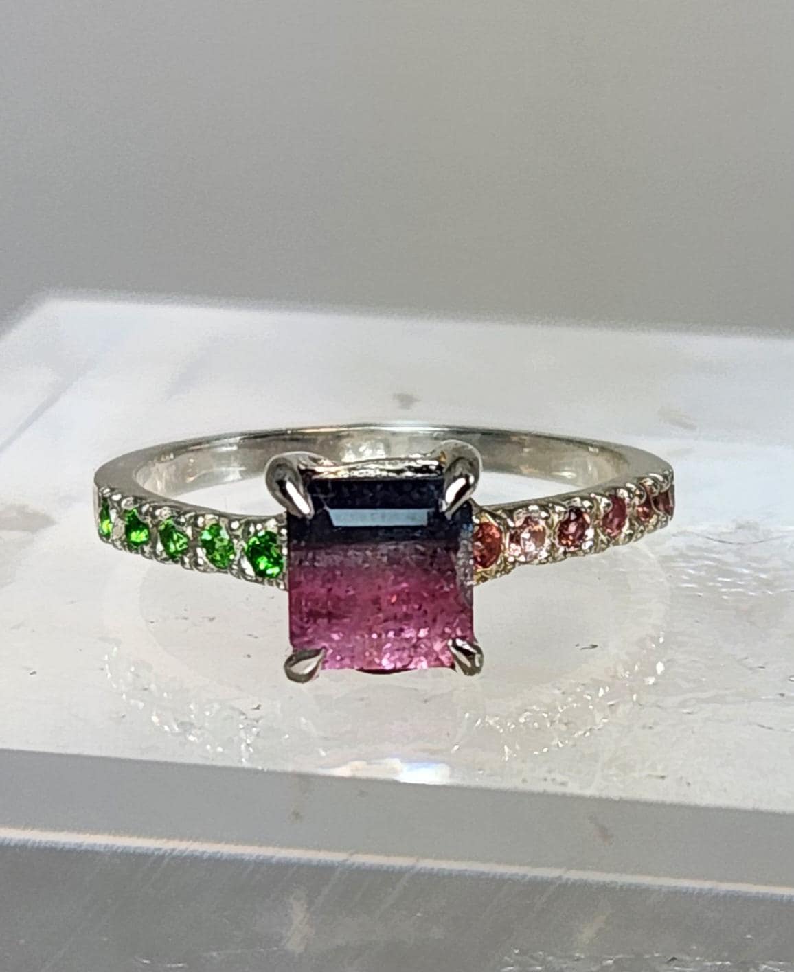 THIRTY PERCENT SALE: Colorful Tourmaline Silver Ring