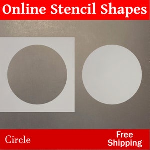 May include: Two white circle stencils on a gray background. The stencils are for crafting and are labeled "Circle" and "Free Shipping".