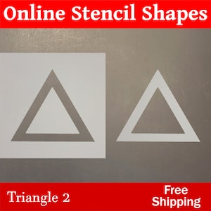 May include: Two white triangle stencils on a gray background. The triangle on the left has a thicker outline. The text "Triangle 2" is below the stencils. The text "Free Shipping" is below the stencils on the right.
