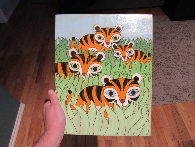 Tigers Original Acrylic Painting On Wood