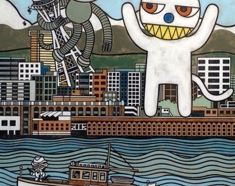Monkey vs. Cat Art Print