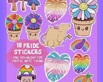 Pride Month Digital Planner Stickers, LGBT Clip Art (PNG)