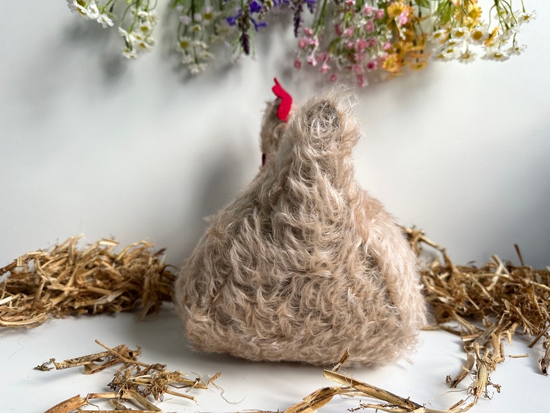 Dinah Heirloom Mohair Chicken Soft Toy Hen Animal Plushie Made in New Zealand OOAK image 4