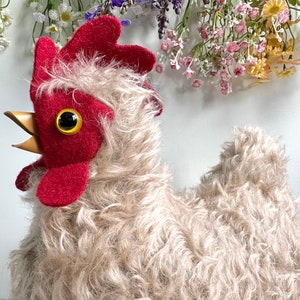 Dinah Heirloom Mohair Chicken Soft Toy Hen Animal Plushie Made in New Zealand OOAK image 1