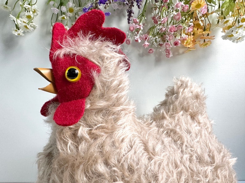 Dinah Heirloom Mohair Chicken Soft Toy Hen Animal Plushie Made in New Zealand OOAK image 1