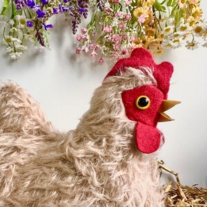 Dinah Heirloom Mohair Chicken Soft Toy Hen Animal Plushie Made in New Zealand OOAK image 5