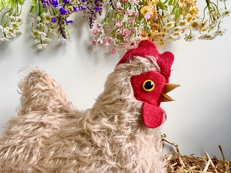 Dinah Heirloom Mohair Chicken Soft Toy Hen Animal Plushie Made in New Zealand OOAK image 5