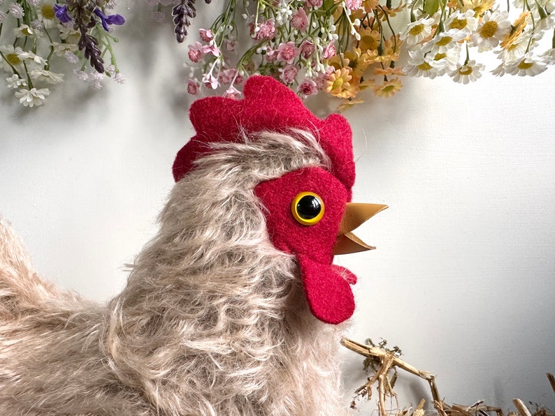 Dinah Heirloom Mohair Chicken Soft Toy Hen Animal Plushie Made in New Zealand OOAK image 2