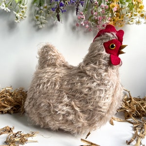 Dinah Heirloom Mohair Chicken Soft Toy Hen Animal Plushie Made in New Zealand OOAK image 3