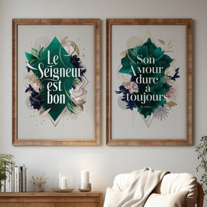 Bible verse painting, pretty Christian poster. Inspirational quote, His love endures forever