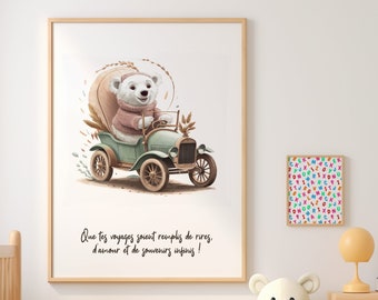 Baby wall poster, personalized child poster, perfect birth gift for a magical and unique bedroom.