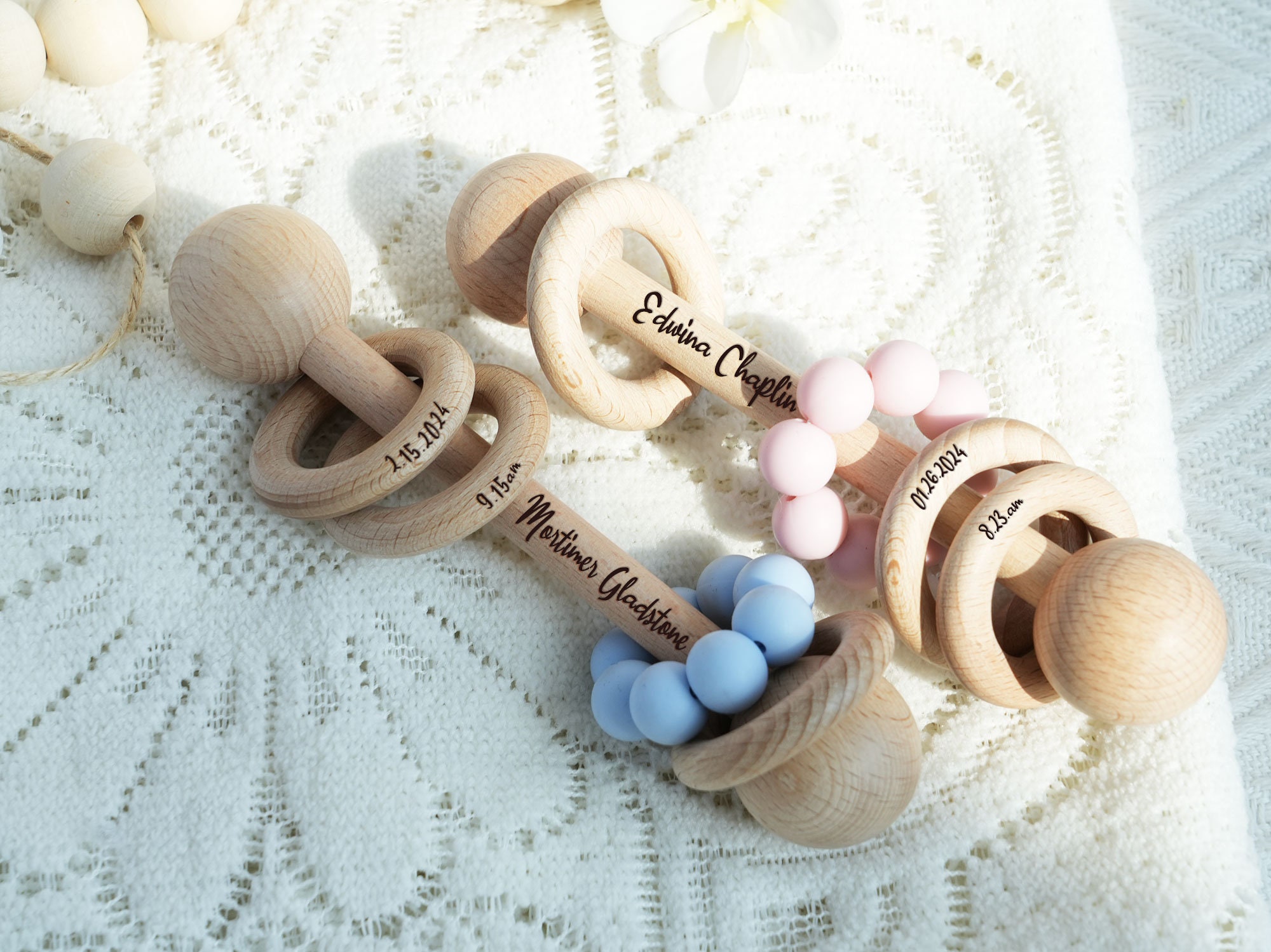 Personalized Wooden Baby Rattle,sensory Baby Toys,montessori Toy,baby