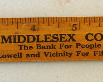 Vintage Middlesex Co-Operative Bank Lowell MA advertising ruler 1946