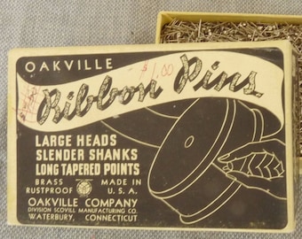 Oakville vintage ribbon pin box OH advertising Waterbury CT sewing advertising crafts