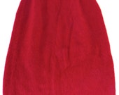 Red wool knit mohair straight ladies skirt sm vintage cranberry 1960 women retro mid century pencil